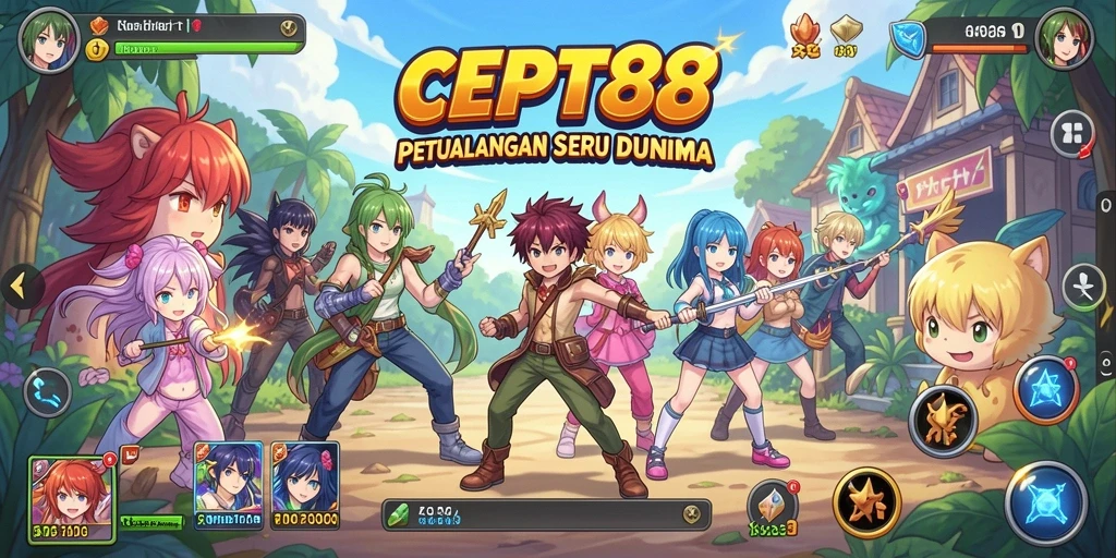 Tampilan gameplay seru dengan karakter anime favorit.