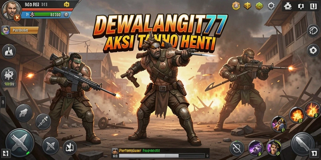 Screenshot DEWALANGIT77 menampilkan aksi seru di medan perang.