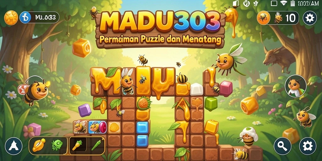 Tangkap layar gameplay seru MADU303 dengan teka-teki menarik.