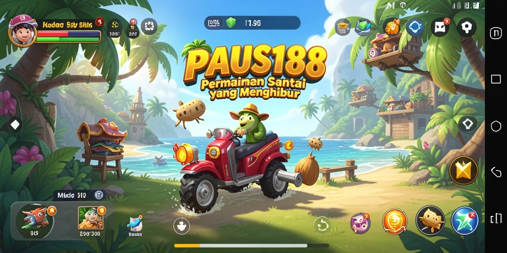 Screenshot gameplay PAUS188 menampilkan aksi menarik dan karakter berwarna-warni.